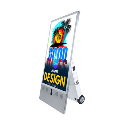 43 pollici Portatile Outdoor IP65 impermeabile Batteria alimentata ad alta luminosità Tavolo pubblicitario mobile lettore multimediale display pubblicitario