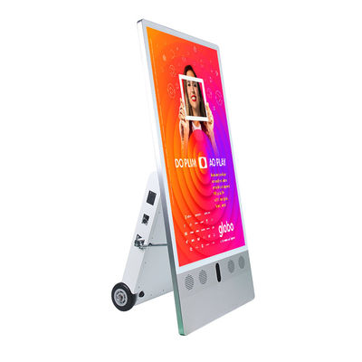 43 pollici Portatile Outdoor IP65 impermeabile Batteria alimentata ad alta luminosità Tavolo pubblicitario mobile lettore multimediale display pubblicitario