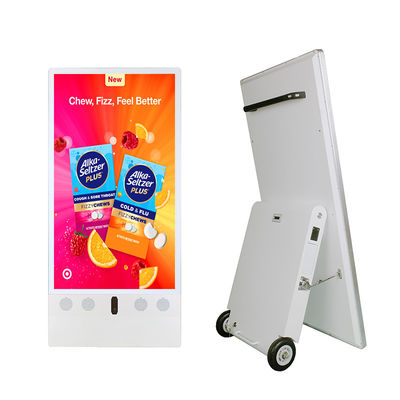 43 pollici Portatile Outdoor IP65 impermeabile Batteria alimentata ad alta luminosità Tavolo pubblicitario mobile lettore multimediale display pubblicitario
