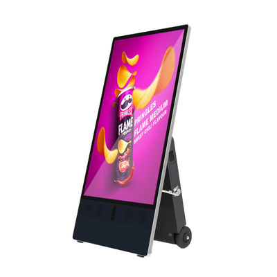 43 pollici Portatile Outdoor IP65 impermeabile Batteria alimentata ad alta luminosità Tavolo pubblicitario mobile lettore multimediale display pubblicitario