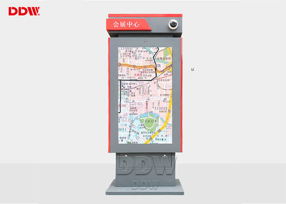 Chiosco di segnaletica digitale in piedi fuori dal pavimento 3600W, 4000 / 1 monitor leggibili dalla luce solare per la stazione degli autobus